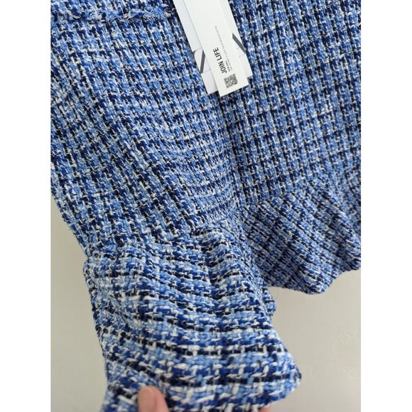 SOLD ZARA NEW WOMAN SS22 TEXTURED TWEED PINAFORE SKIRT Dress Medium  BLUE - Picture 8 of 11
